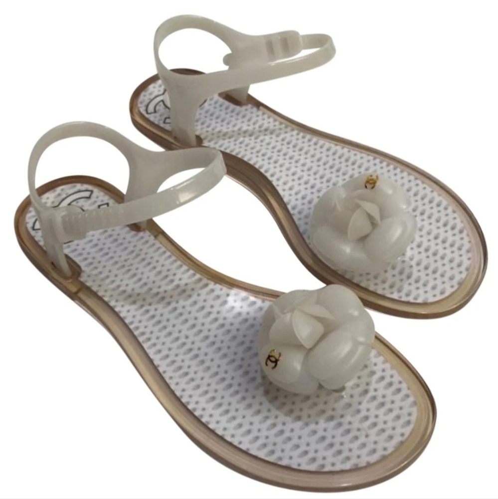 Authentic Chanel Camellia Sandals